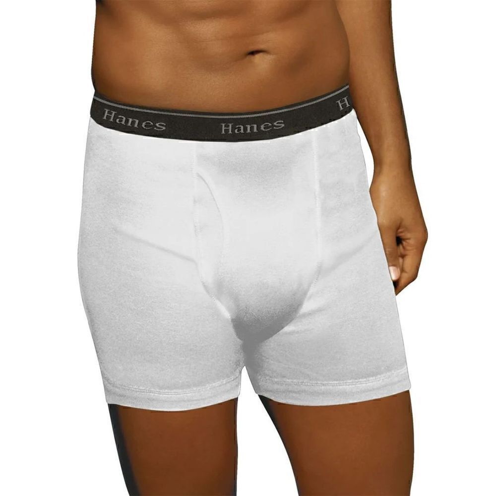 Brand New Hanes Tagless No Ride Up 2-Pack Big Boxer Brief Underwear White 4X